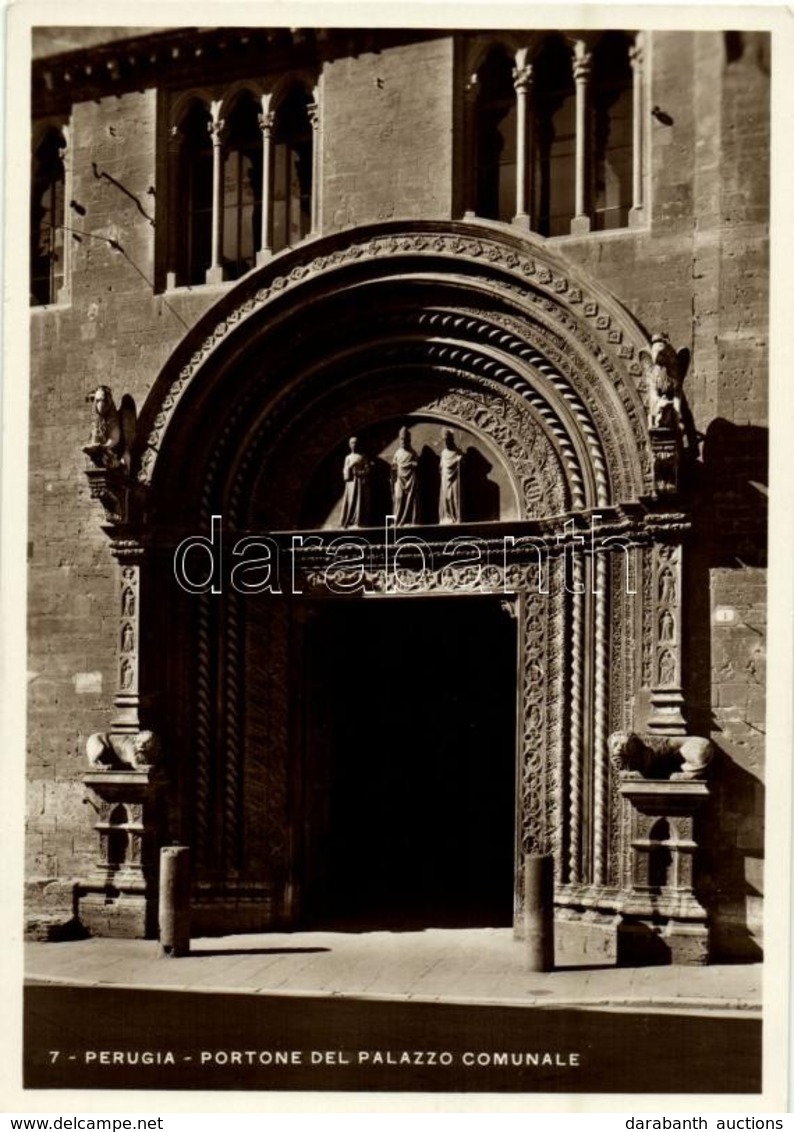 ** T1 Perugia, Portone Del Palazzo Comunale / Palace, Town Hall, Gate (15 Cm X 10,4 Cm) - Autres & Non Classés