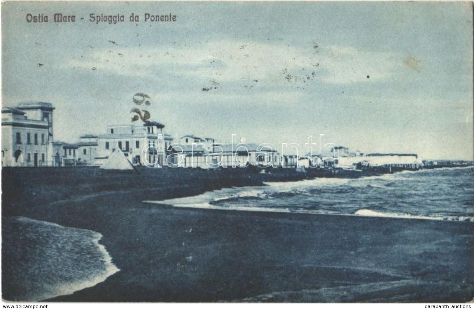 T2/T3 1924 Roma, Rome; Ostia Mare, Spiaggia Da Ponente / Beach. Prop. Ris. M. Saragoni. Fot. A. Pacifici (EK) - Sonstige & Ohne Zuordnung