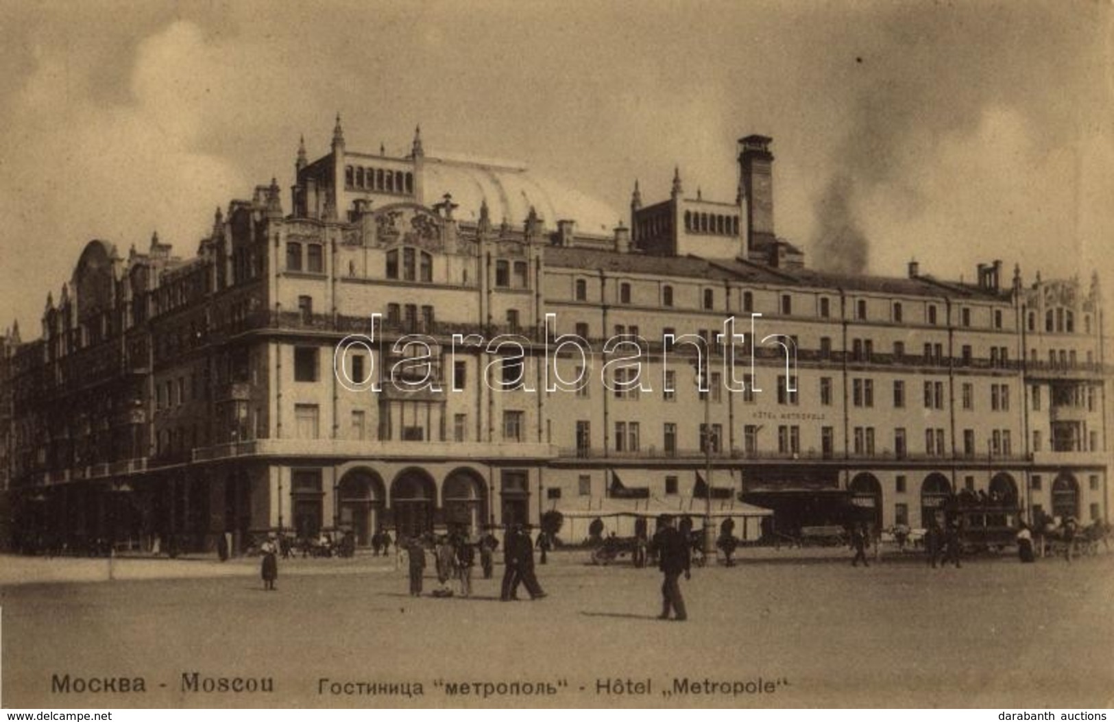 ** T2 Moscow, Moskau, Moscou; Hotel Metropole, Hose-drawn Tram, Shops. Knackstedt & Näther 416. - Andere & Zonder Classificatie