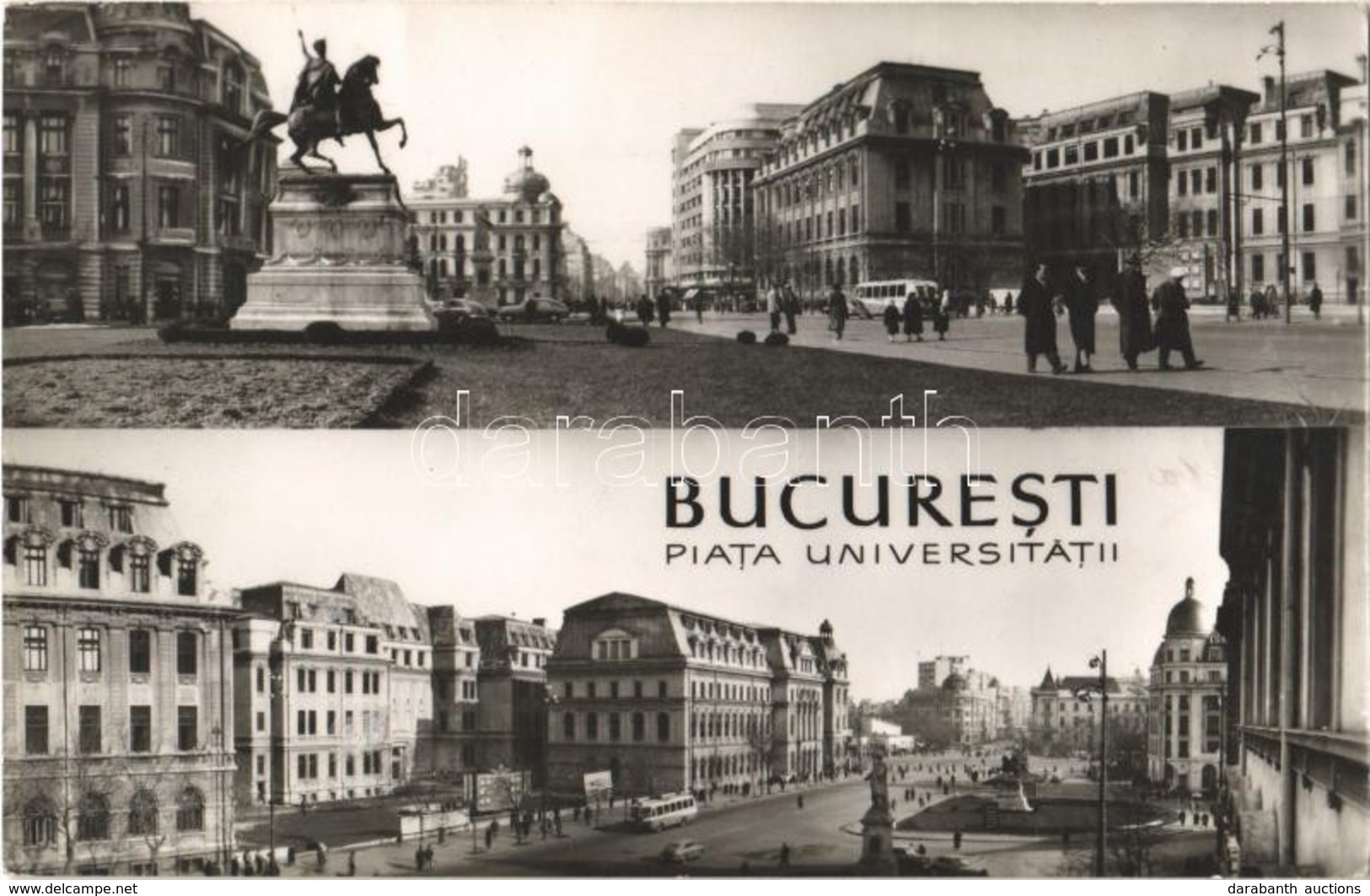 * T2/T3 1962 Bucharest, Bukarest, Bucuresti; Piata Universitatii / University Square, Autobus, Automobile (EK) - Autres & Non Classés