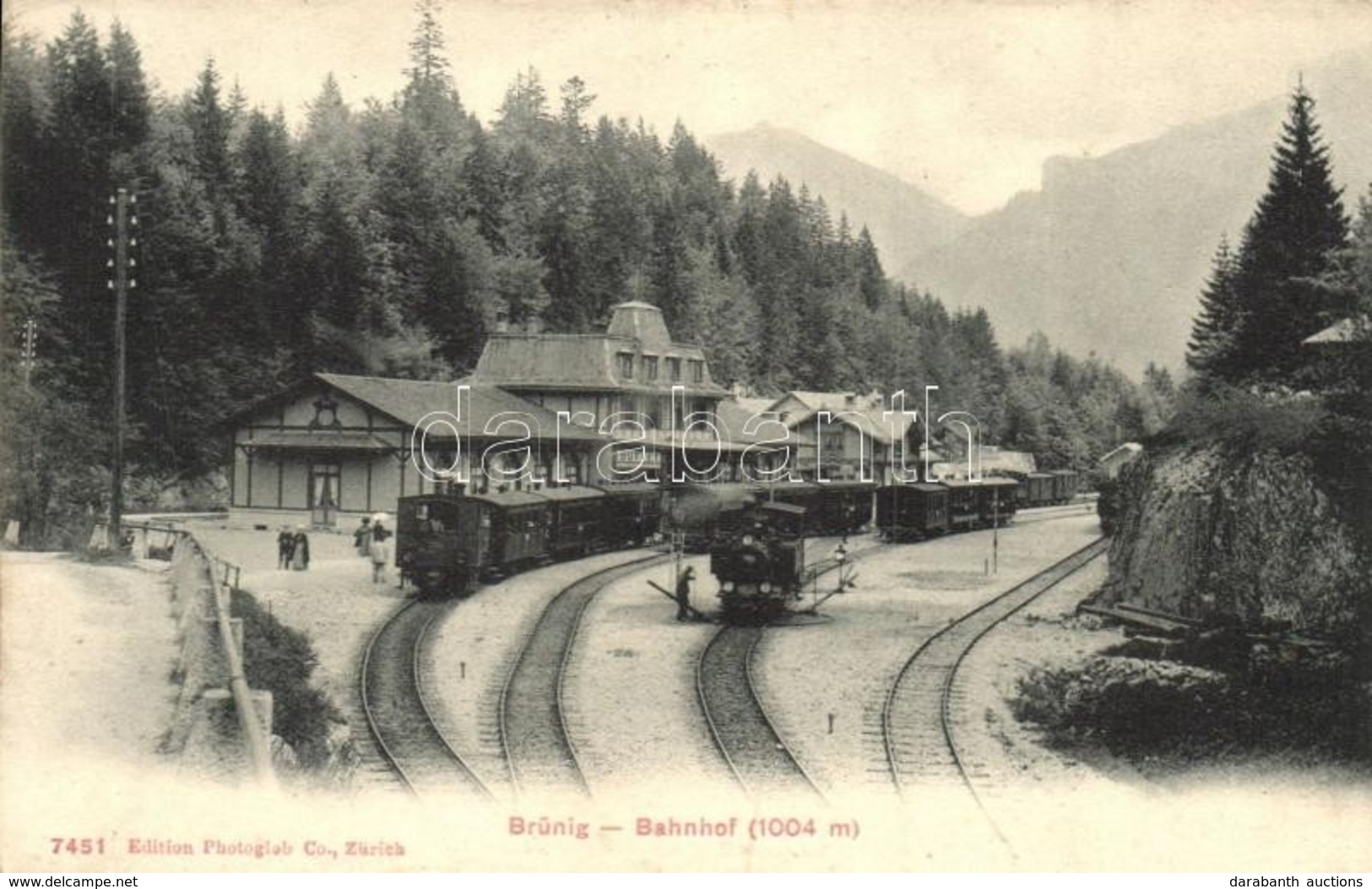 * T2/T3 Brünig, Bahnhof / Railway Station With Locomotive And Trains (EK) - Sonstige & Ohne Zuordnung