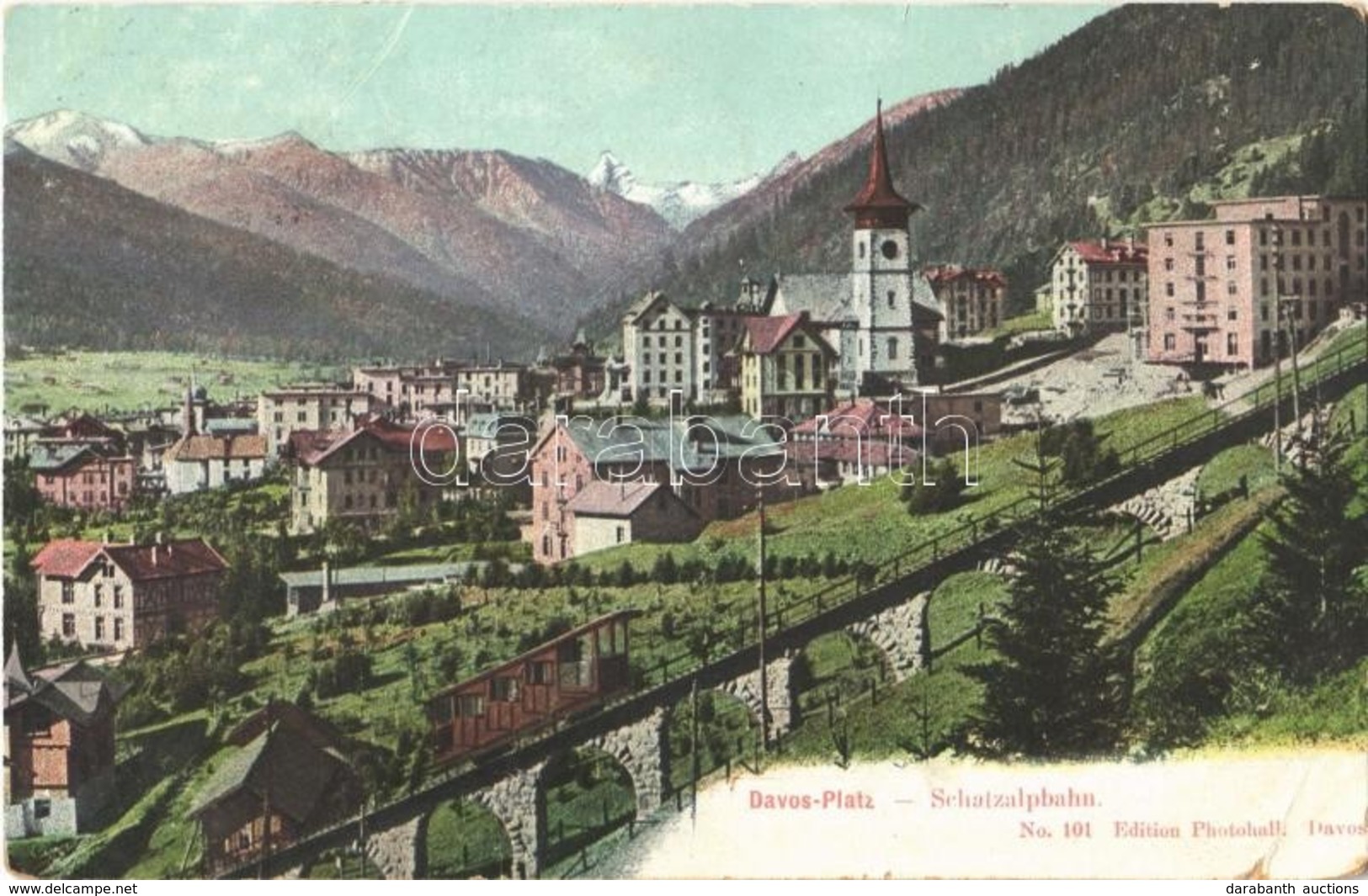 T2/T3 1909 Davos, Davos-Platz, Schatzalpbahn / Funicular. Edition Photohall. Davos No. 101. (EK) - Sonstige & Ohne Zuordnung