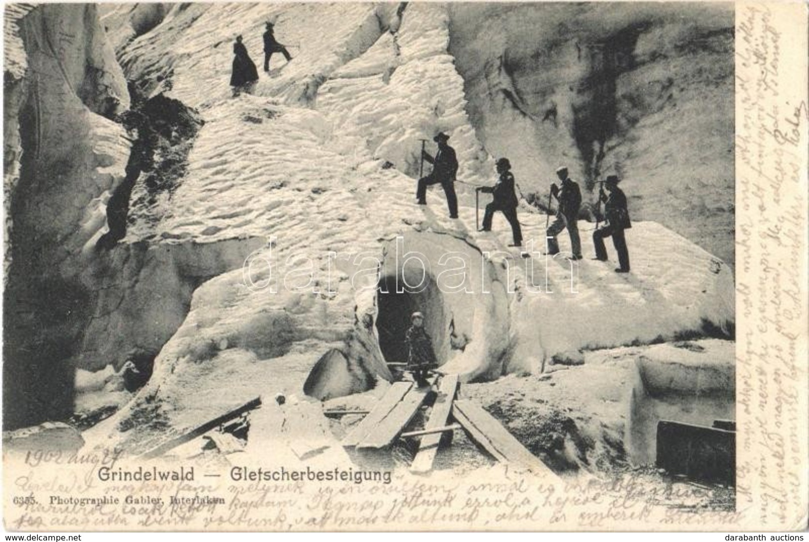 T2/T3 1902 Grindelwald, Gletscherbesteigung / Glacier Climbing, Hikers. Photographie Gabler 6355. (EK) - Other & Unclassified