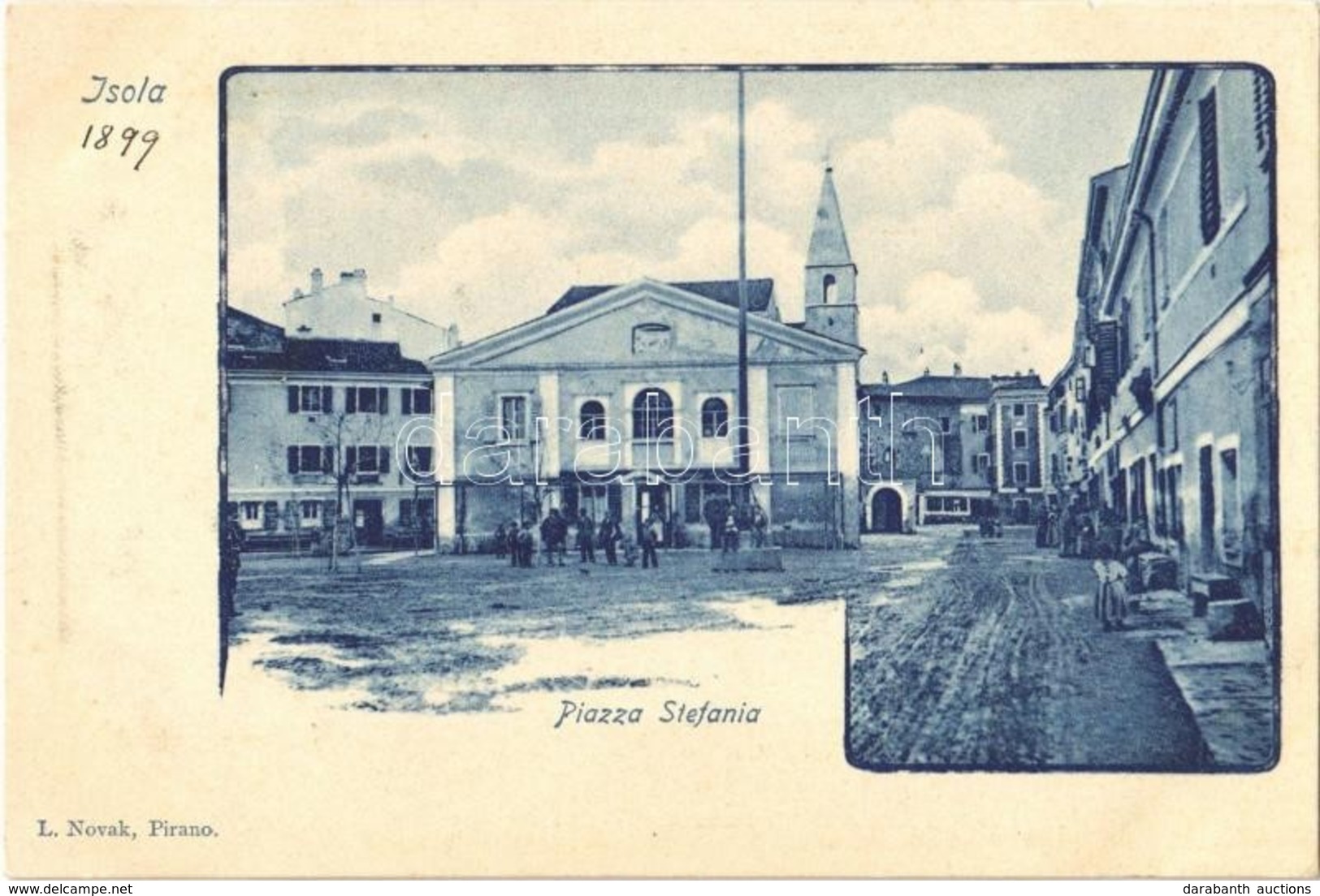 * T2 1899 Izola, Isola; Piazza Stefania / Square. L. Novak - Autres & Non Classés