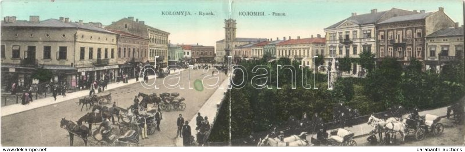 T2/T3 1915 Kolomyia, Kolomyja, Kolomyya, Kolomea; Rynek. Wydawn. G. Gottlieba W Kolomyi 1910. / Piac Tér, üzletek, Bank. - Non Classés