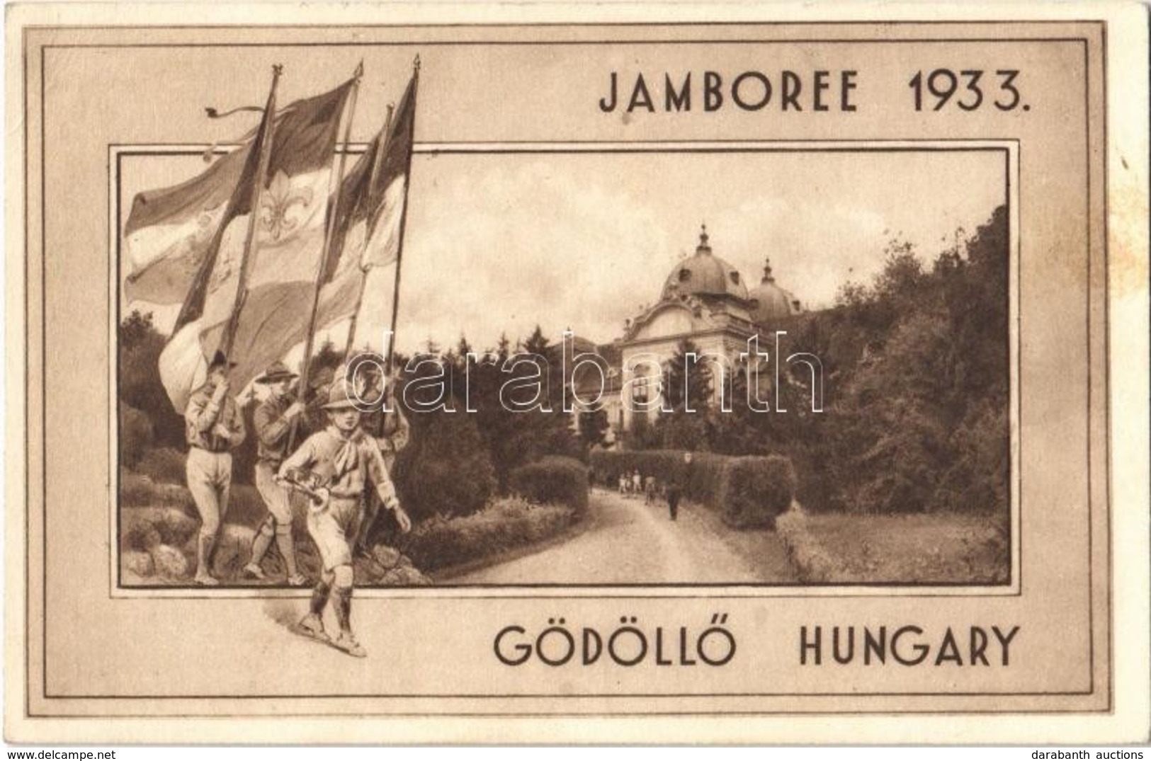 ** T2 Gödöllő, Cserkész Jamboree 1933 / International Scouting Jamboree In Hungary, Boy Scouts With Flags - Unclassified