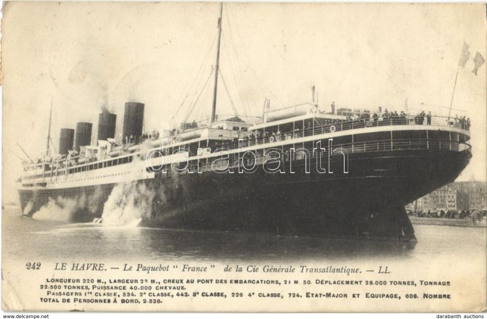 T2/T3 1913 Le Havre, Le Paquebot 'France' De La Cie Générale Transatlantique / 'France' Ocean Liner Of The French Line ( - Unclassified