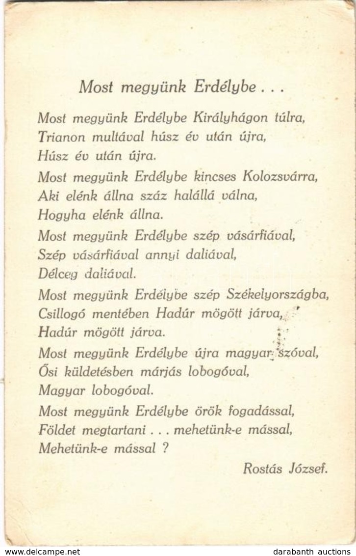 T2/T3 1940 Erdély, Most Megyünk Erdélybe... Örömteljes üdvözlet A Visszatért Szent Magyar Földről / Hungarian Irredenta  - Zonder Classificatie