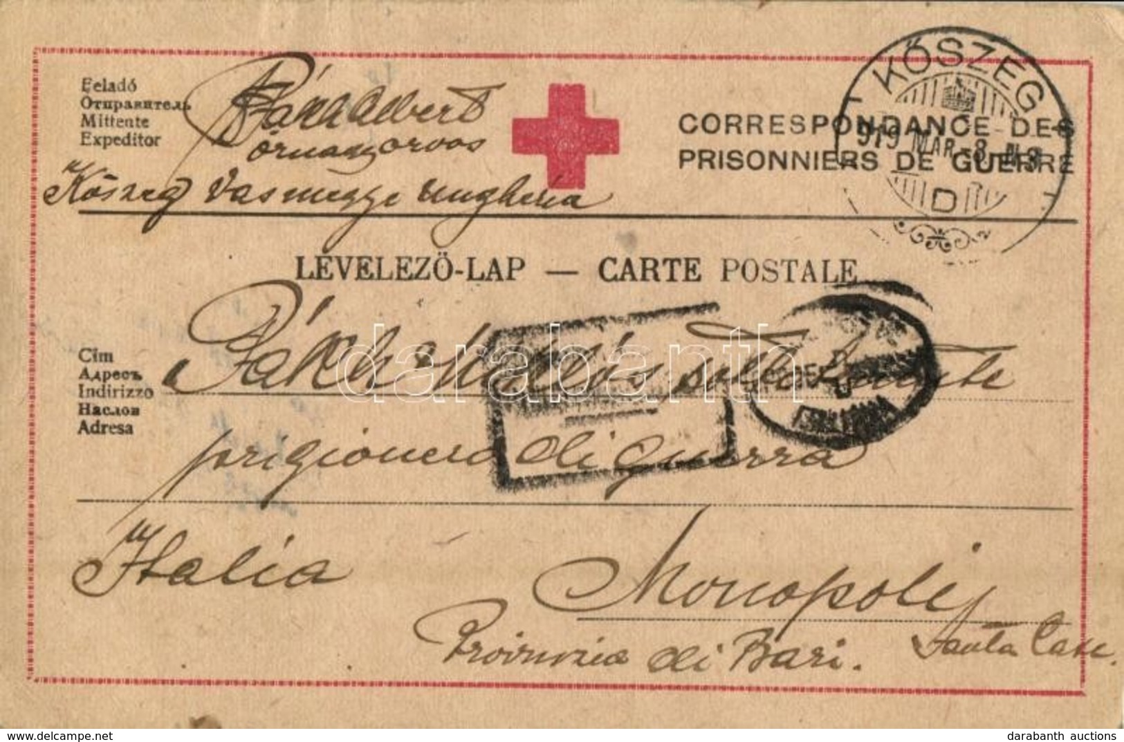 T2/T3 1919 Vöröskeresztes Tábori Postai Levelezőlap / WWI Red Cross Field Postcard (EK) - Non Classés