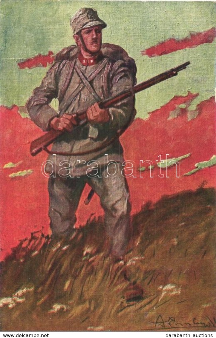 ** T2/T3 WWI Italian Military Art Postcard, Artist Signed. Sacchetti E C. 400-20. - Non Classés