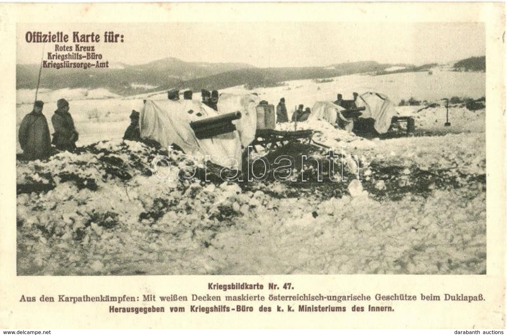 ** T2 Kriegsbildkarte Nr. 47. Aus Den Karpathenkämpfen. Mit Weißen Decken Maskierte österreichisch-ungarische Geschütze  - Non Classés