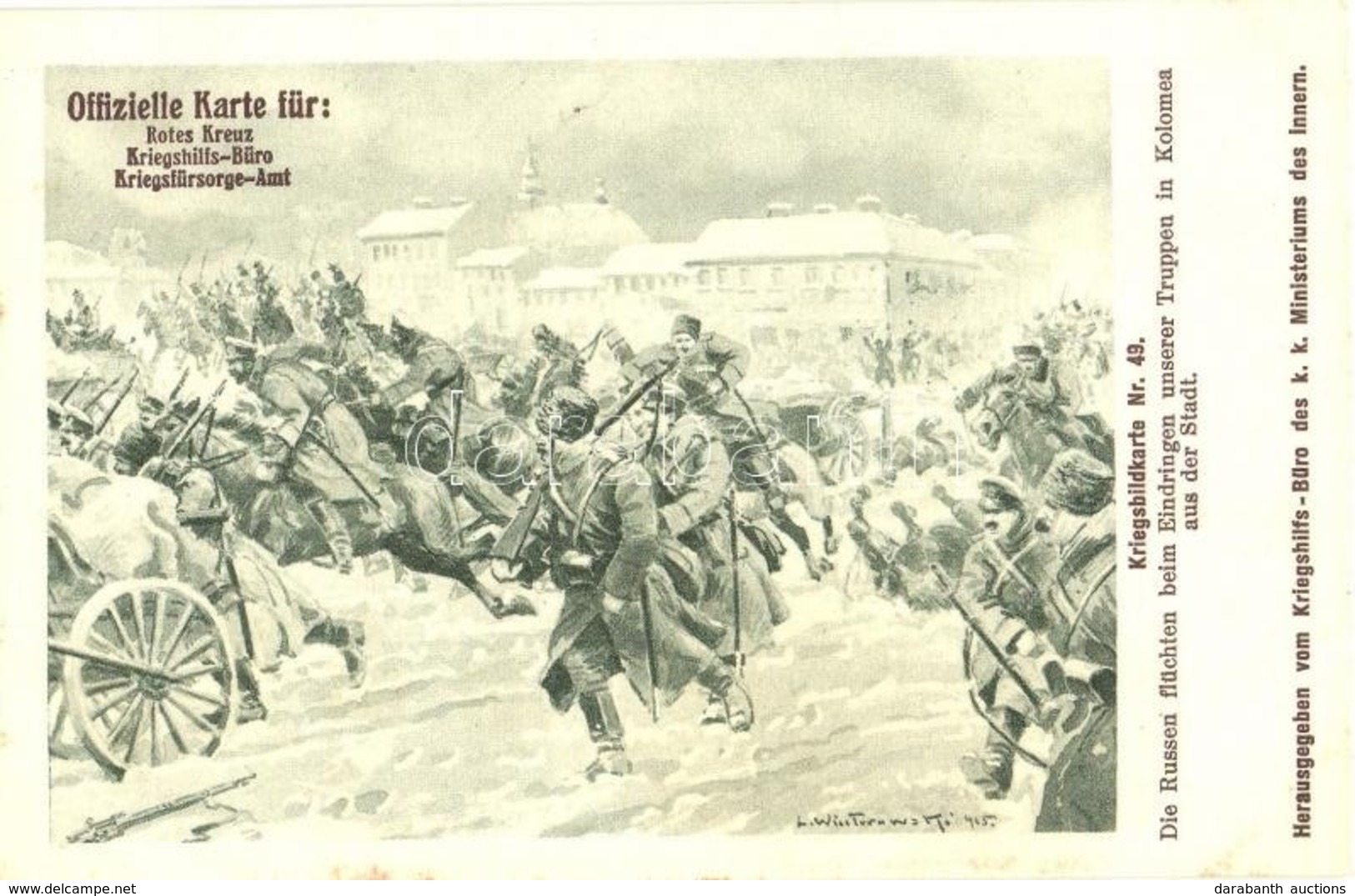** T2 Kriegsbildkarte Nr. 49. Die Russen Flüchten Beim Eindringen Unserer Truppen In Kolomea Aus Der Stadt. Kriegshilfsb - Non Classés