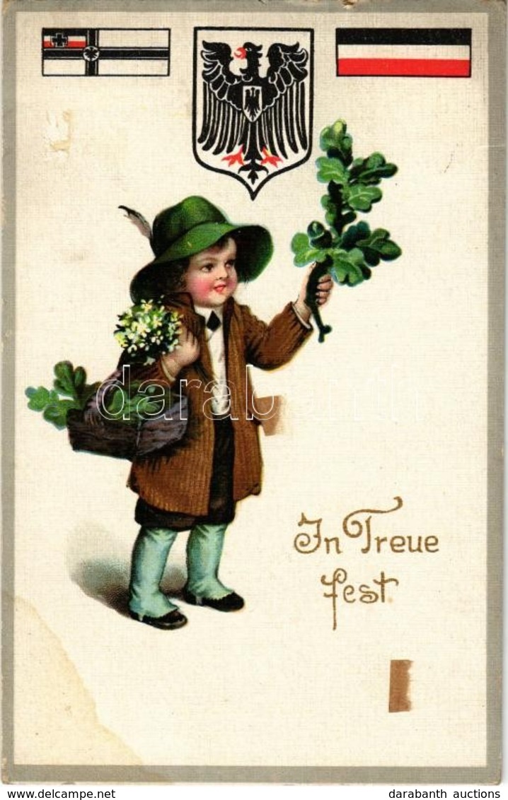 T2/T3 1916 In Treue Fest / WWI German Military Propaganda With Child, Litho (fl) - Non Classés