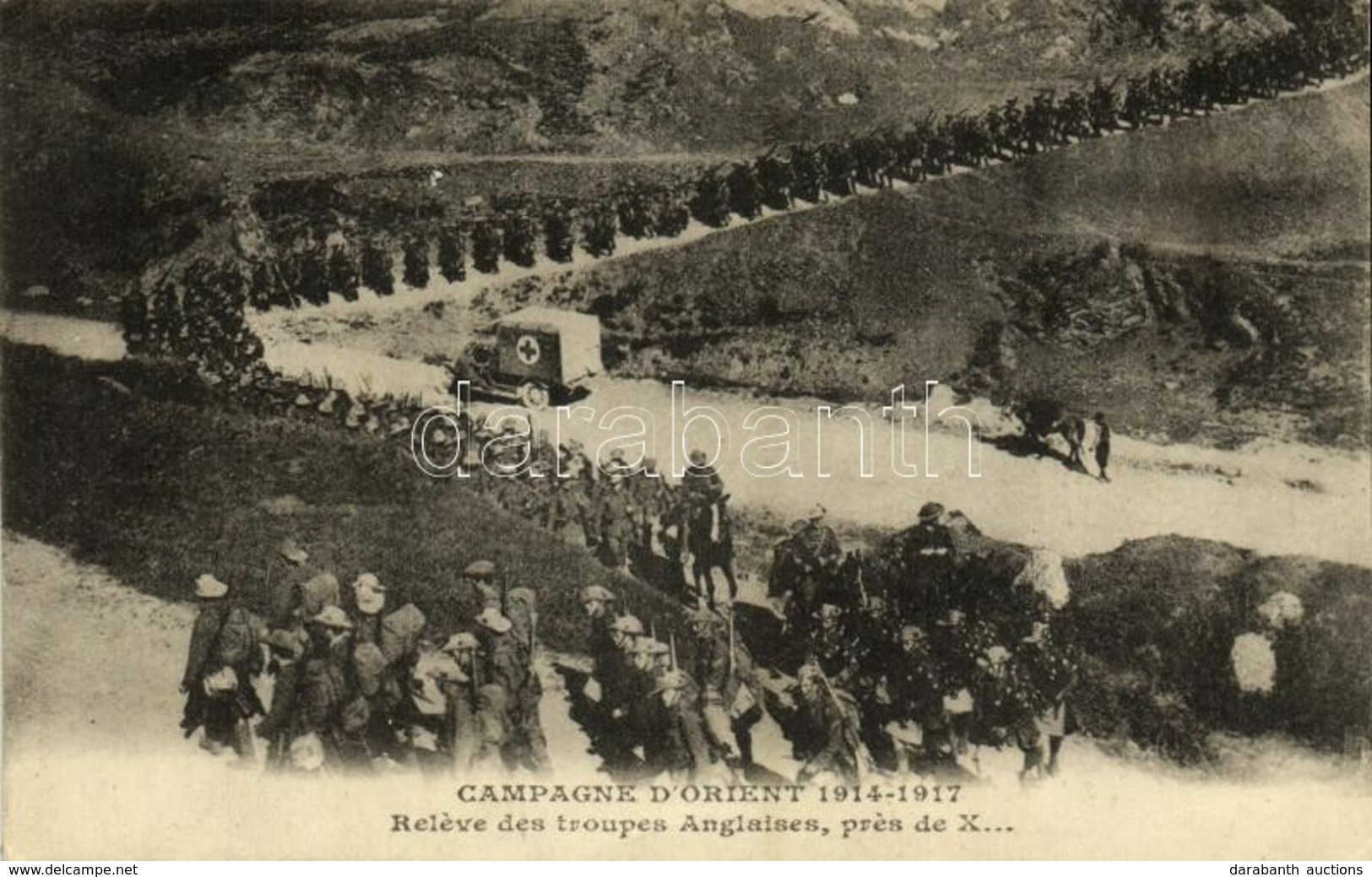 * T1/T2 Campagne D'Orient 1914-1917, Reléve Des Troupes Anglaises, Prés De X... / WWI Military, Inspection Of English Tr - Non Classés