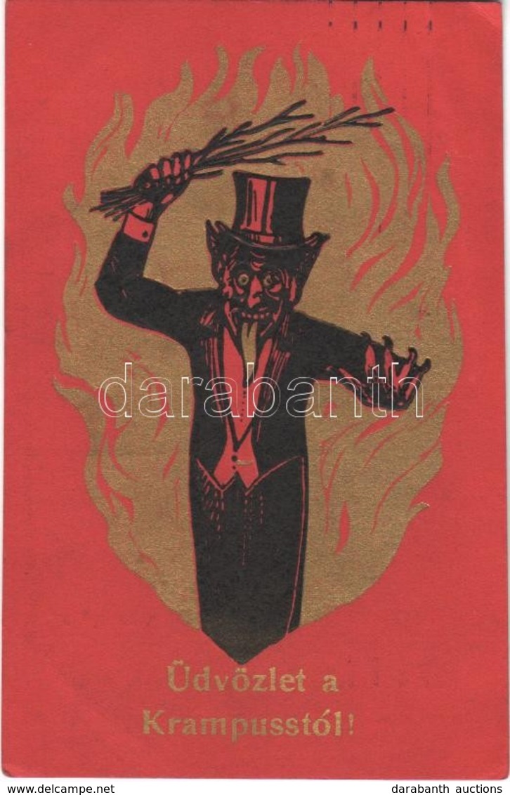 T2/T3 Üdvözlet A Krampusstól! / Krampus Greeting Art Postcard. Emb.  (EK) - Ohne Zuordnung