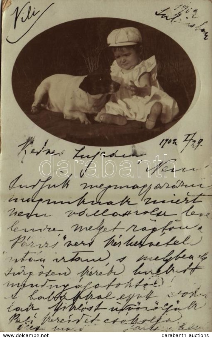 T2/T3 1902 Child With Dog. Photo (EK) - Ohne Zuordnung