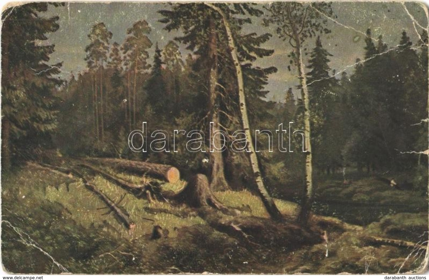 * T3/T4 Abattage D'arbres / Tree Felling, Art Postcard S: I. I. Shishkin (EB) - Non Classés