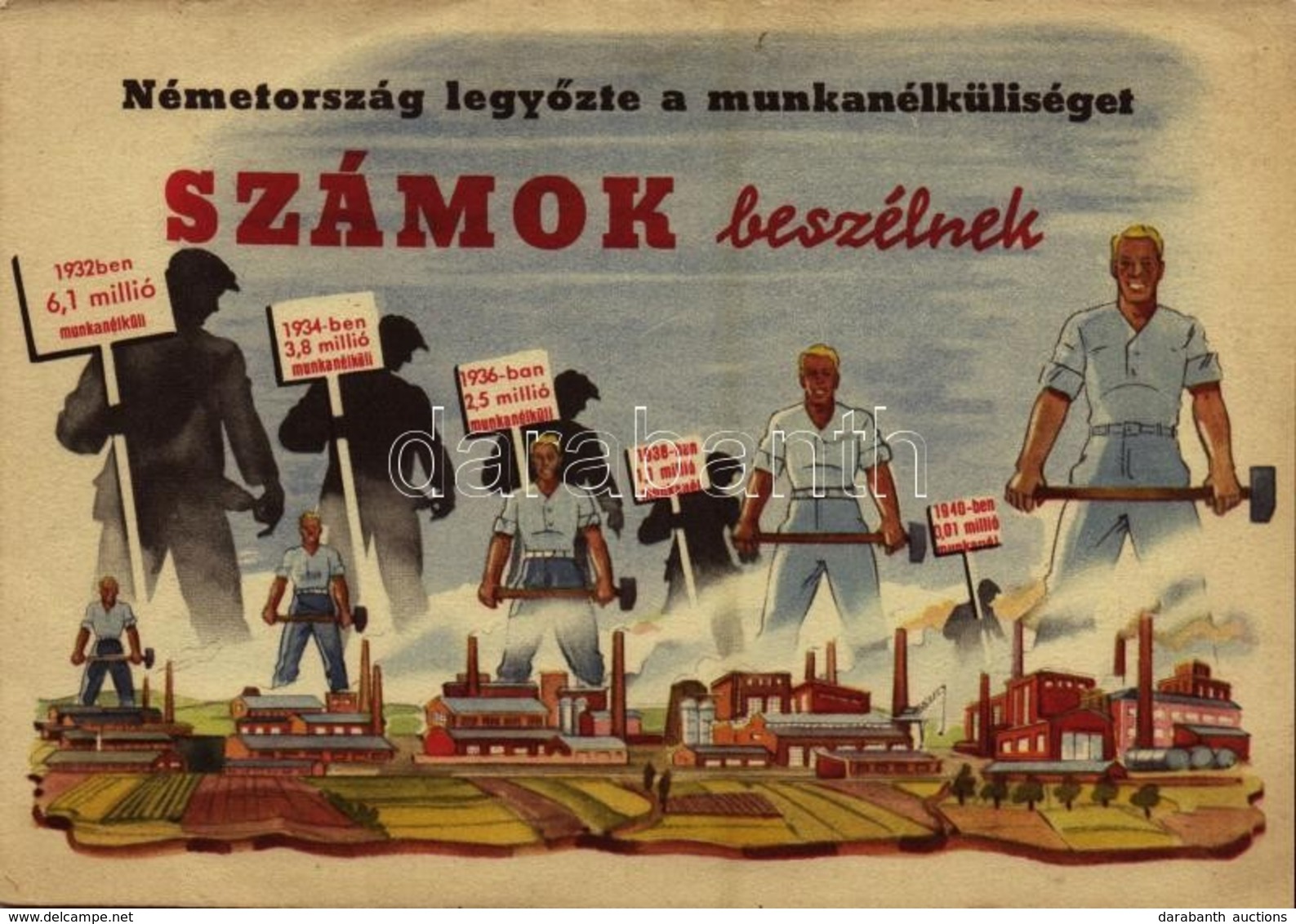 ** T2/T3 Németország Legyőzte A Munkanélküliséget, A Számok Beszélnek / WWII NSDAP German Nazi Party Propaganda 'Germany - Non Classés