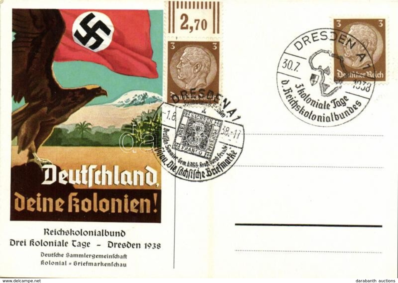 * T2 1938 Dresden, Deutschland, Deine Kolonien! Reichskolonialbund Drei Koloniale Tage. Deutsche Sammlergemeinschaft Kol - Unclassified