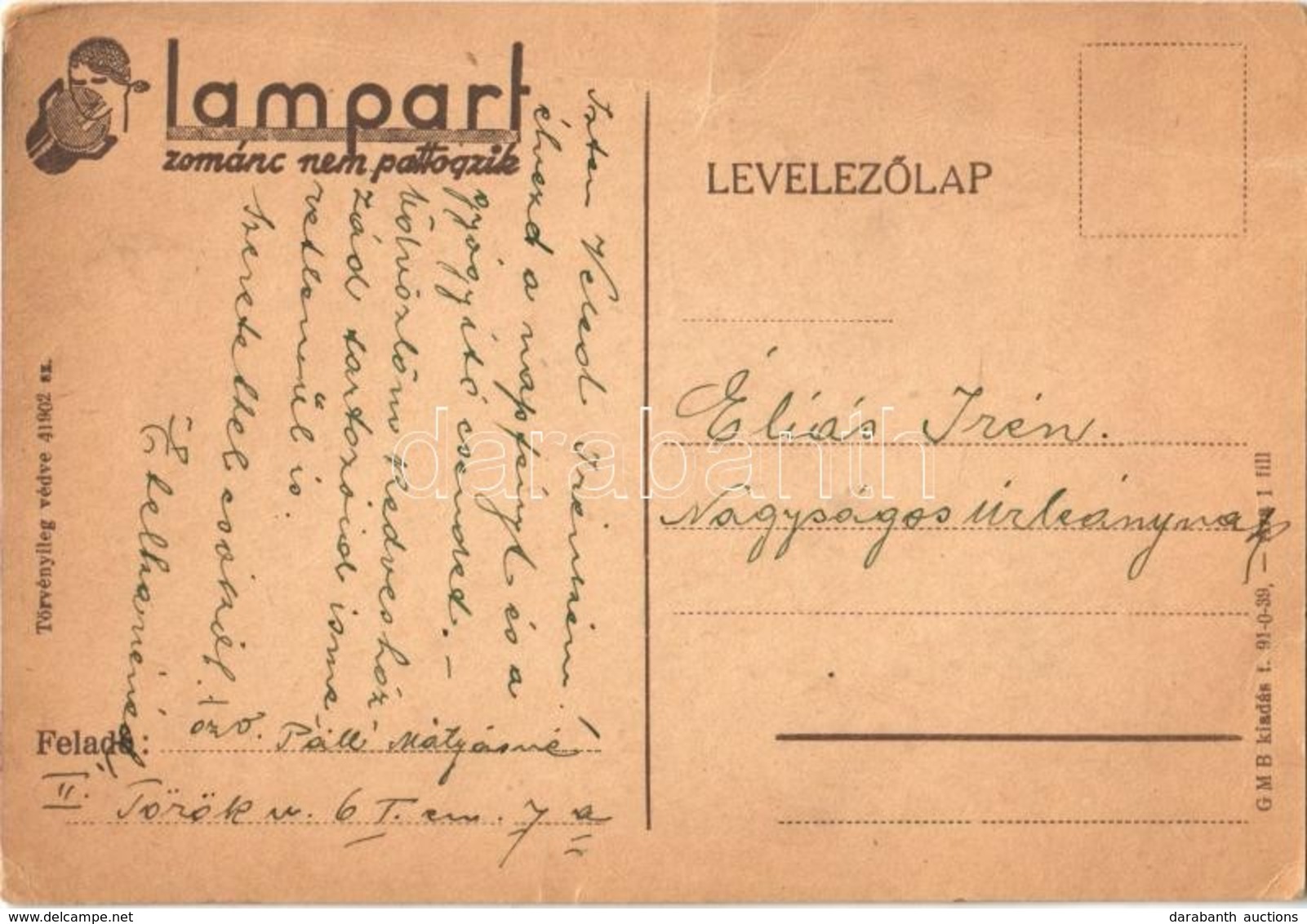 * T3 1934 Lampart Zománc Nem Pattogzik  /Hungarian Enamel Advertisement Card (fa) - Unclassified