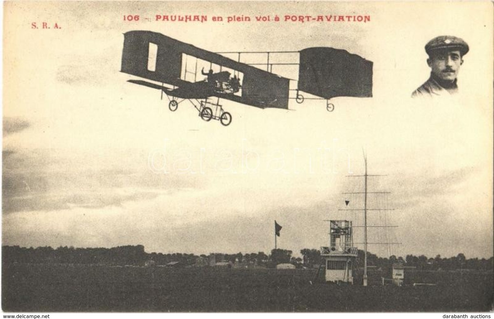 ** T1 Paulhan En Plein Vol A Port-Aviation / Paulhan Biplane Flying Over The Port-Aviation Airport In Paris - Non Classés