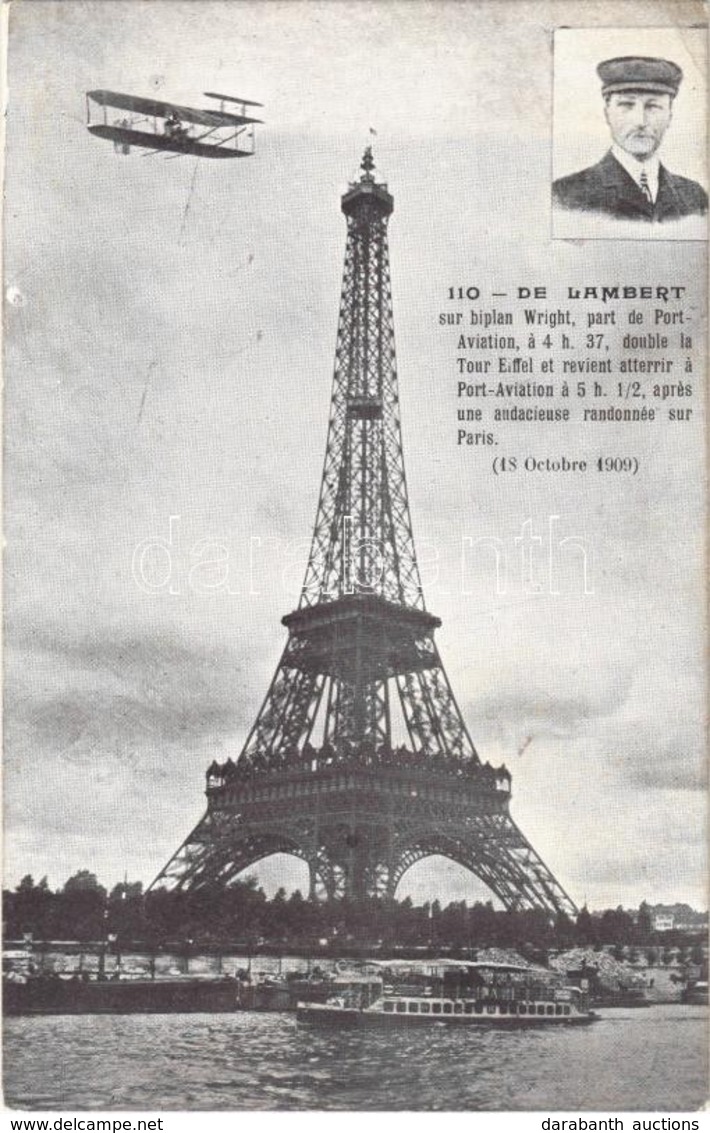 ** T2/T3 De Lambert Sur Biplan Wright, Part De Port-Aviation, A 4 H. 37, Double La Tour Eiffel Et Revient Atterrir A Por - Ohne Zuordnung