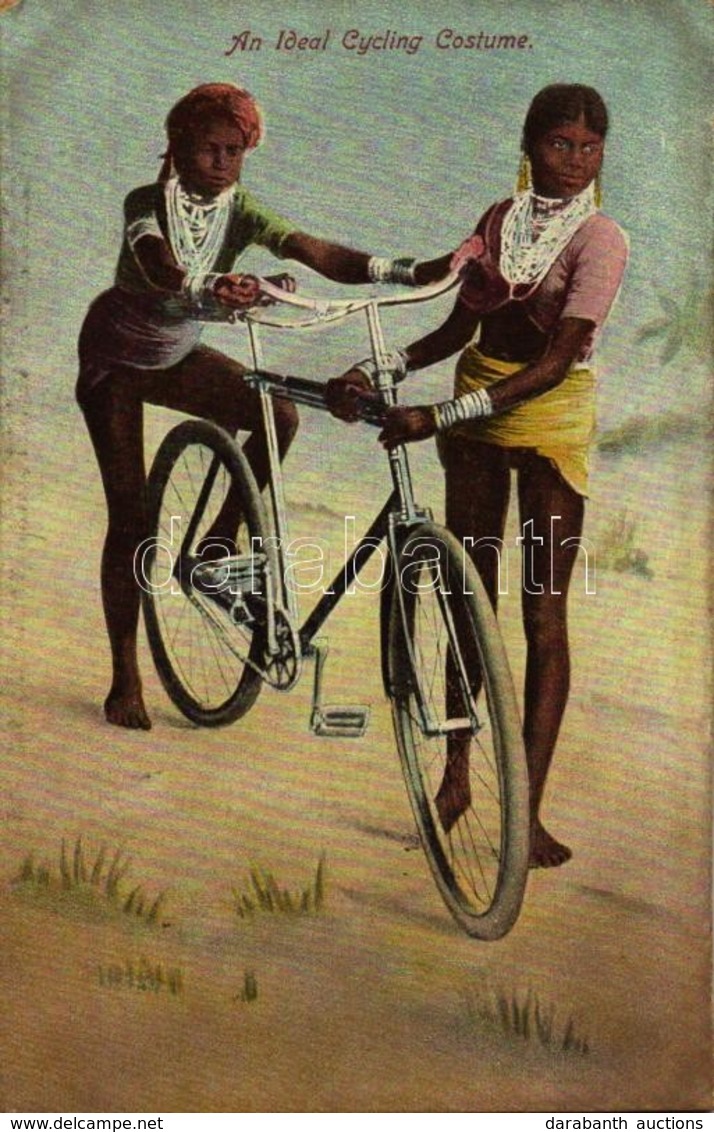 ** T2 An Ideal Cycling Costume. African Folklore With Bicycle - Unclassified