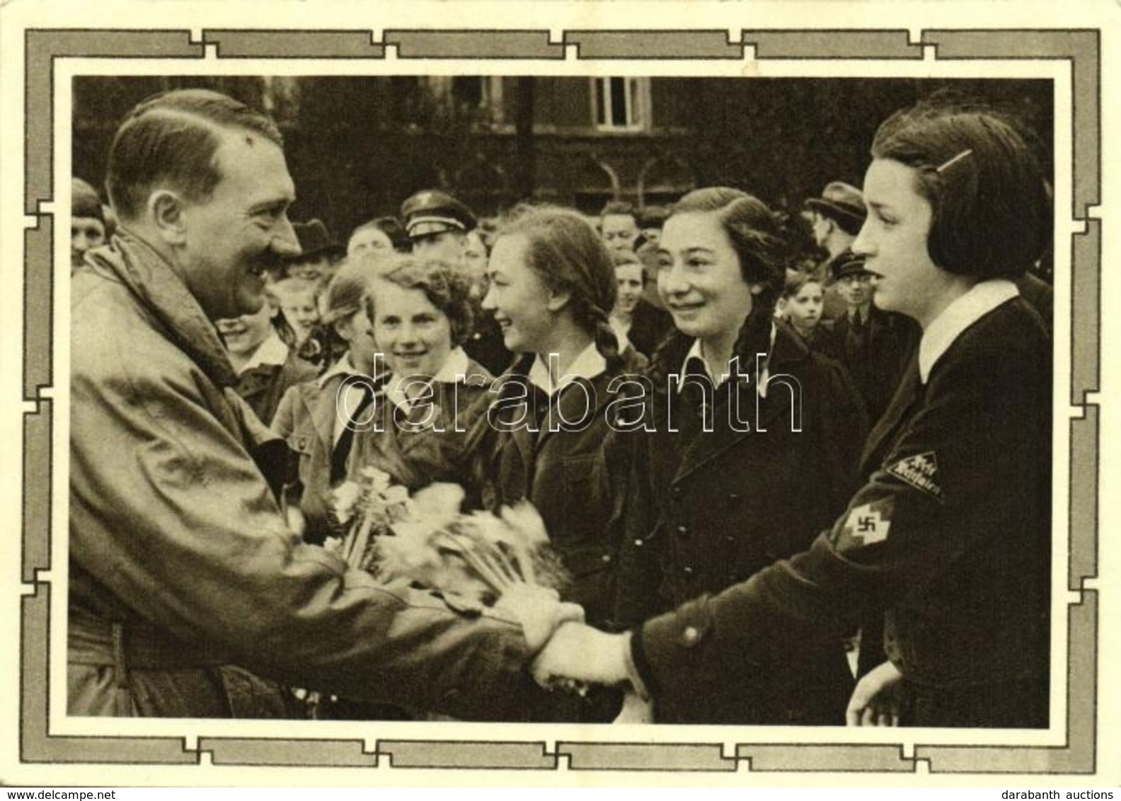 ** T2 Adolf Hitler With Hitlerjugend. NSDAP German Nazi Party Propaganda 6+19 Ga. - Zonder Classificatie