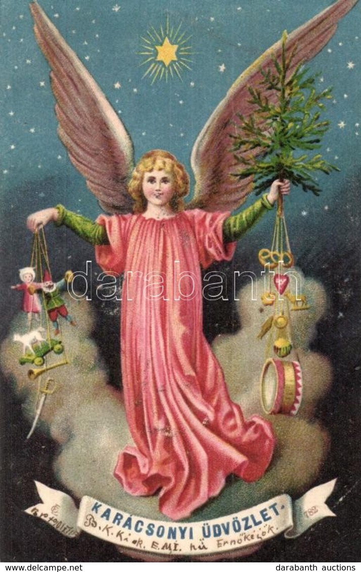 T2/T3 1901 Karácsonyi Üdvözlet! / Christmas Greeting Card, Angel With Presents.  Litho (Rb) - Ohne Zuordnung