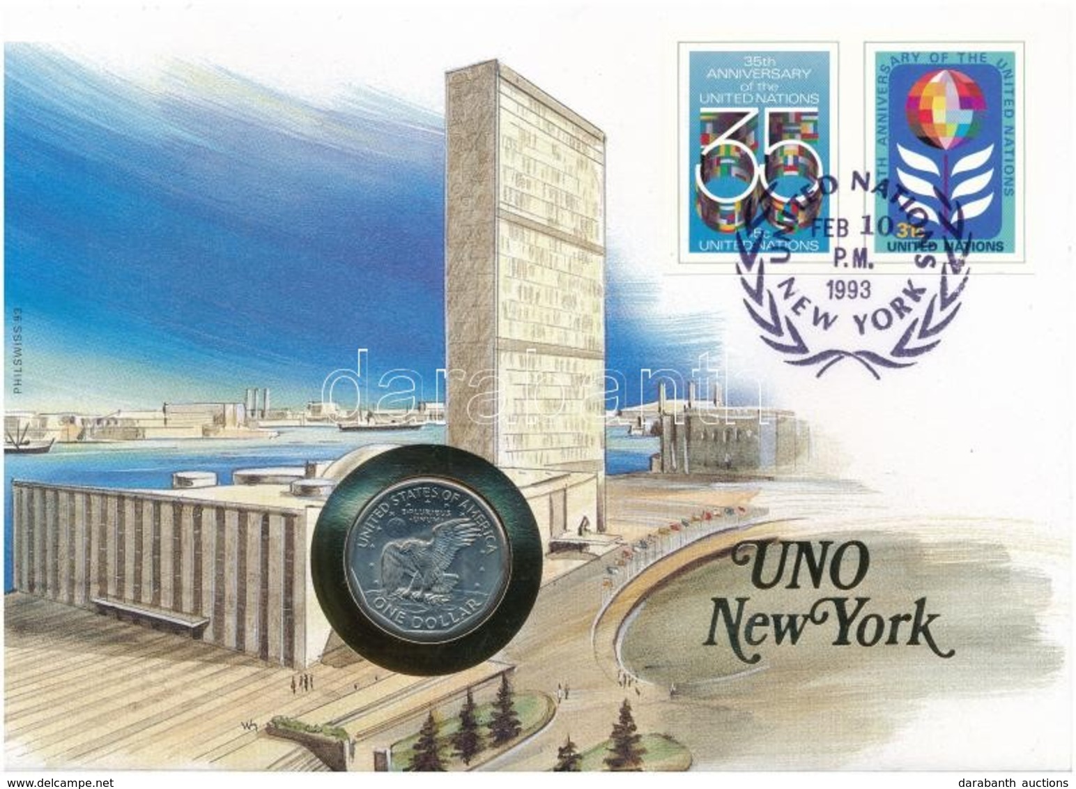 Amerikai Egyesült Államok / 'ENSZ New York' 1979. 1$ Felbélyegzett Borítékban, Bélyegzéssel, Német Nyelvű Leírással T:1  - Ohne Zuordnung