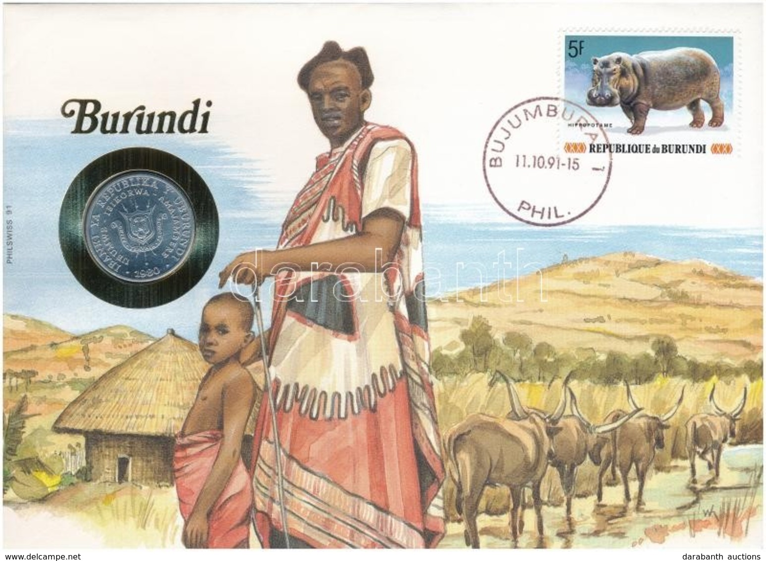 Burundi 1980. 5Fr Felbélyegzett Borítékban, Bélyegzéssel, Német Nyelvű Leírással T:1 
Burundi 1980. 5 Francs In Envelope - Non Classés