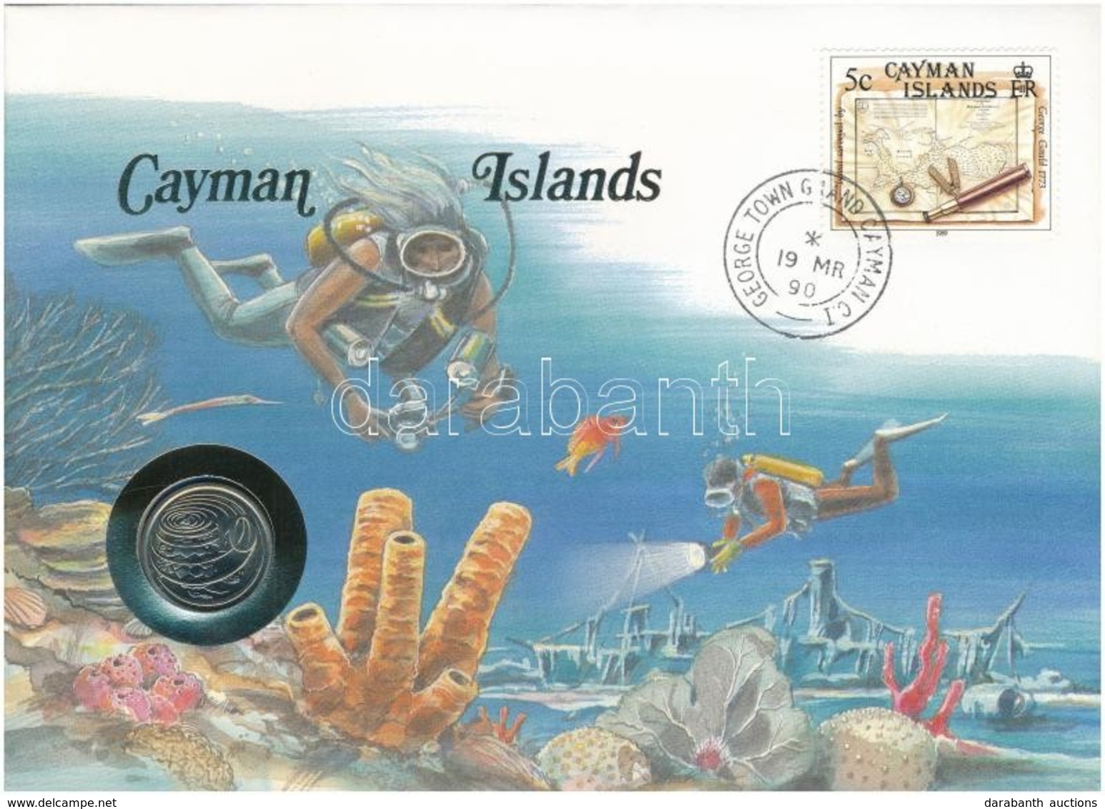 Kajmán-szigetek 1987. 10c Felbélyegzett Borítékban, Bélyegzéssel, Német Nyelvű Leírással T:1 
Cayman Islands 1987. 10 Ce - Non Classés