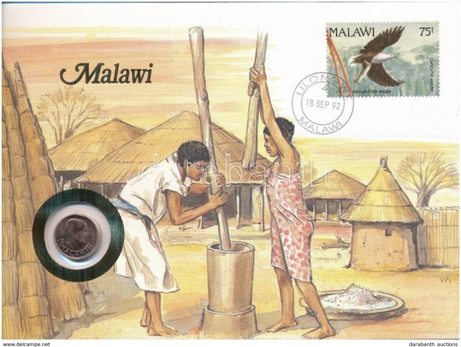 Malawi 1991. 1t Felbélyegzett Borítékban, Bélyegzéssel, Német Nyelvű Leírással T:1 
Malawi 1991. 1 Tambala In Envelope W - Unclassified