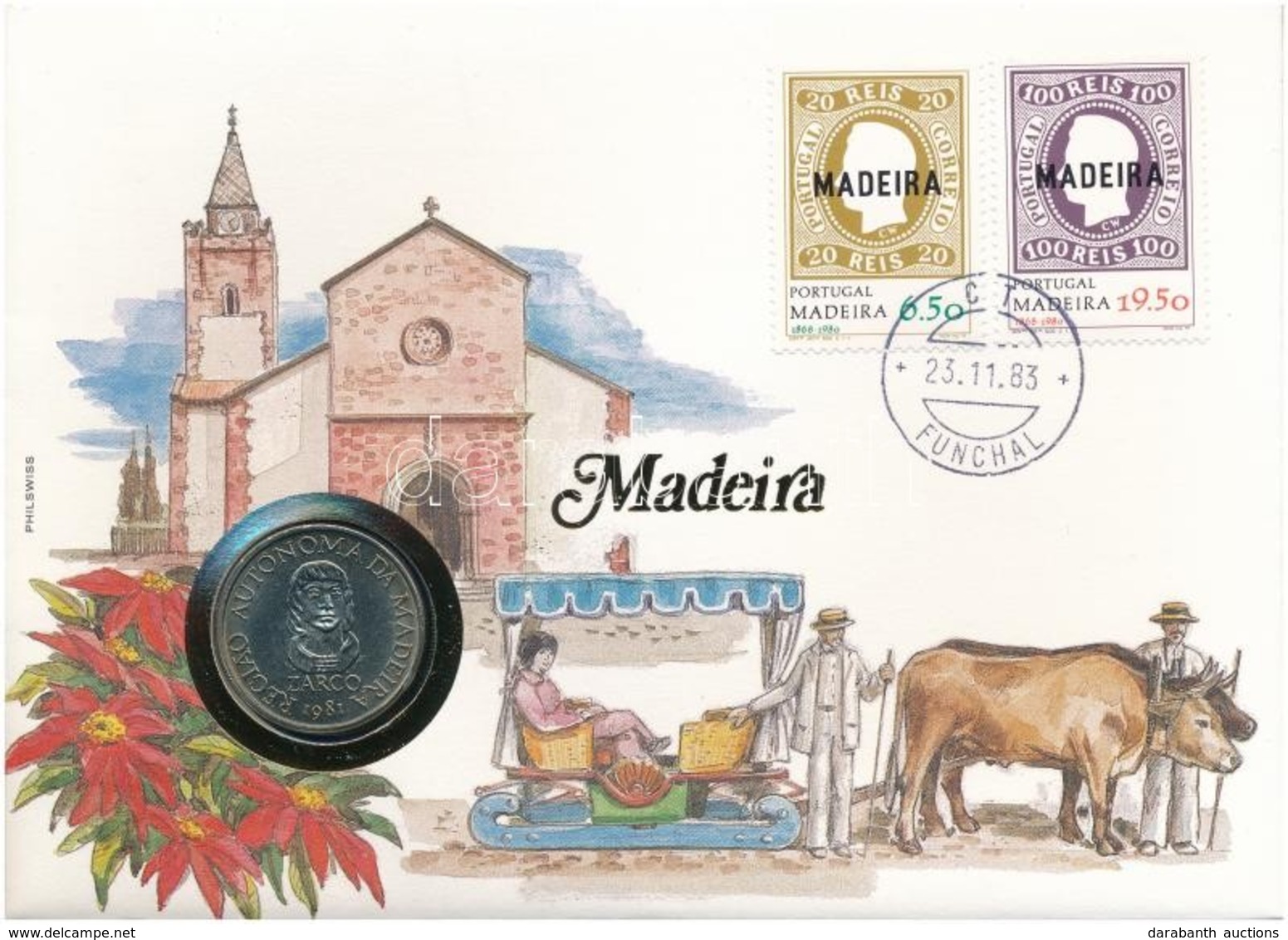 Portugália / Madeira 1981. 25E Felbélyegzett Borítékban, Bélyegzéssel, Német Nyelvű Leírással T:1 
Portugal / Madeira 19 - Non Classés