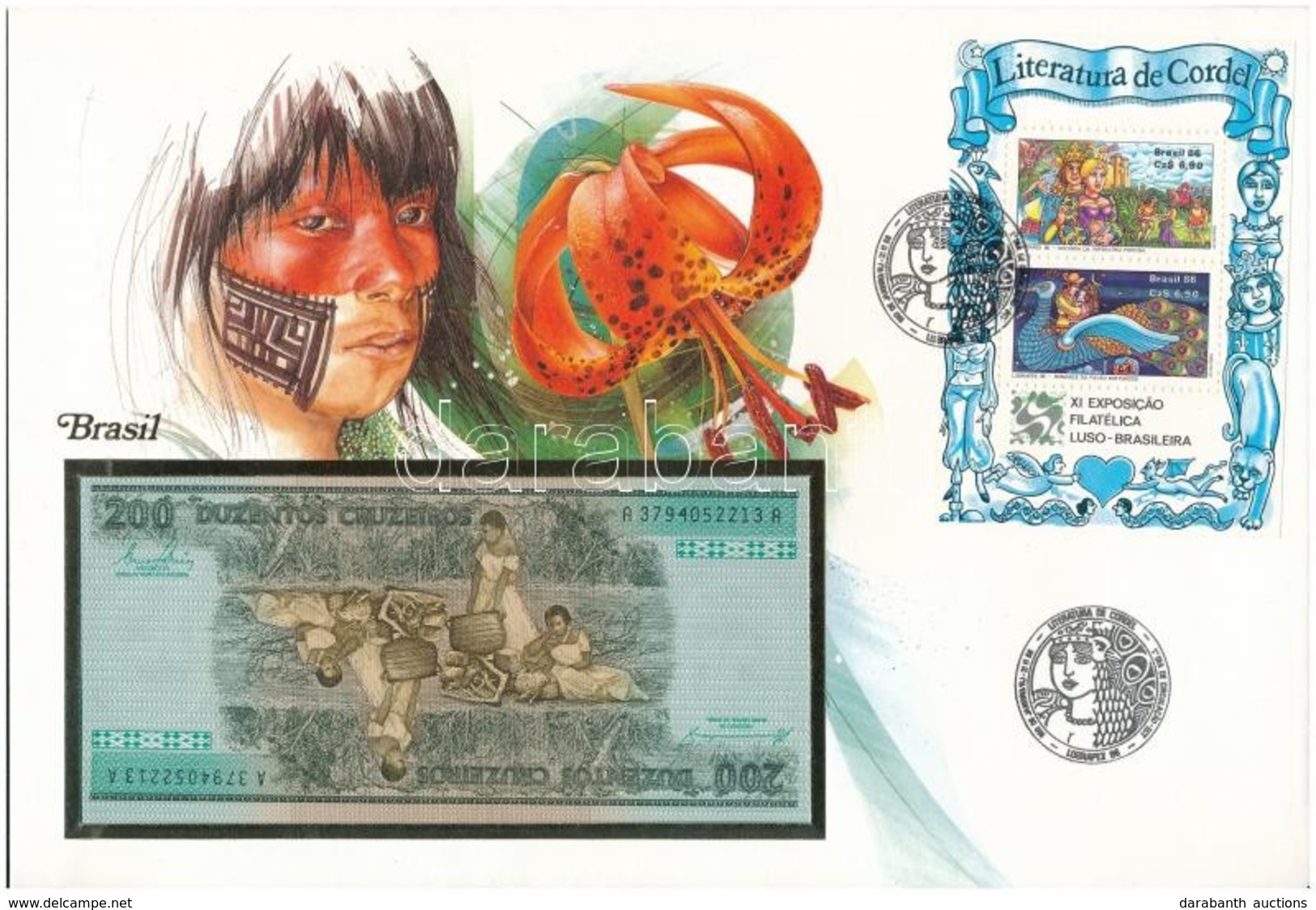 Brazília 1984. 200C Borítékban, Alkalmi Bélyeggel és Bélyegzéssel T:I
Brasil 1984. 200 Cruzeiros In Envelope With Stamps - Non Classés