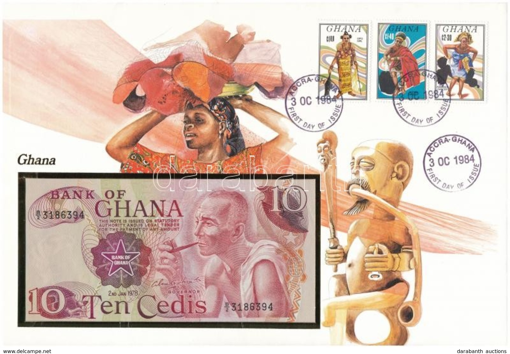 Ghána 1978. 10C Felbélyegzett Borítékban, Bélyegzéssel T:I 
Ghana 1978. 10 Cedis In Envelope With Stamp And Cancellation - Non Classés