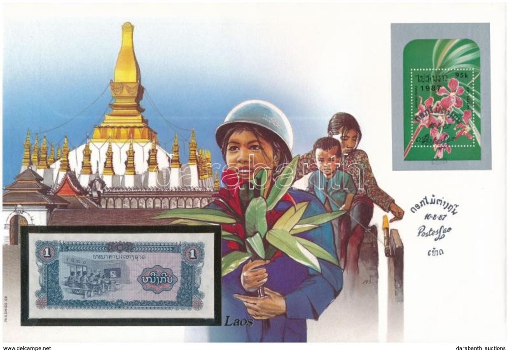 Laosz 1979. 1K Felbélyegzett Borítékban, Bélyegzéssel T:I 
Lao 1979. 1 Kip In Envelope With Stamp And Cancellation C:UNC - Unclassified