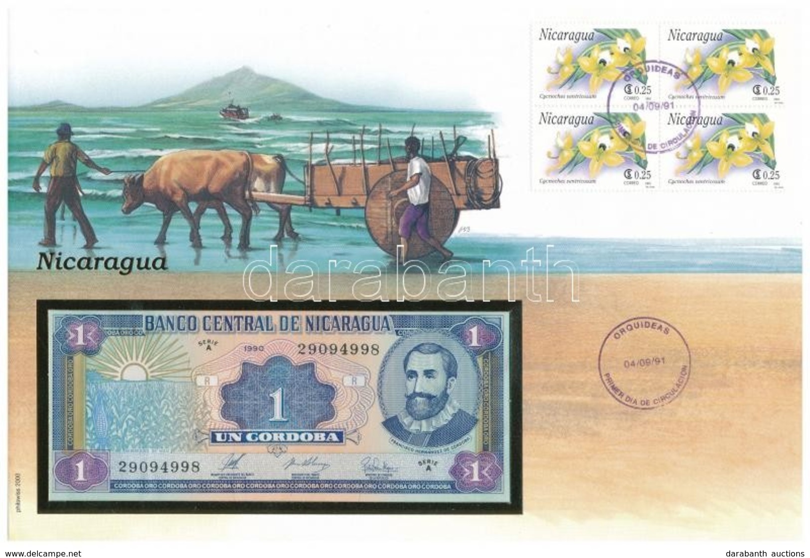 Nicaragua 1990. 1C Borítékban, Alkalmi Bélyeggel és Bélyegzéssel T:I
Nicaragua 1990. 1 Cordoba In Envelope With Stamps A - Non Classés