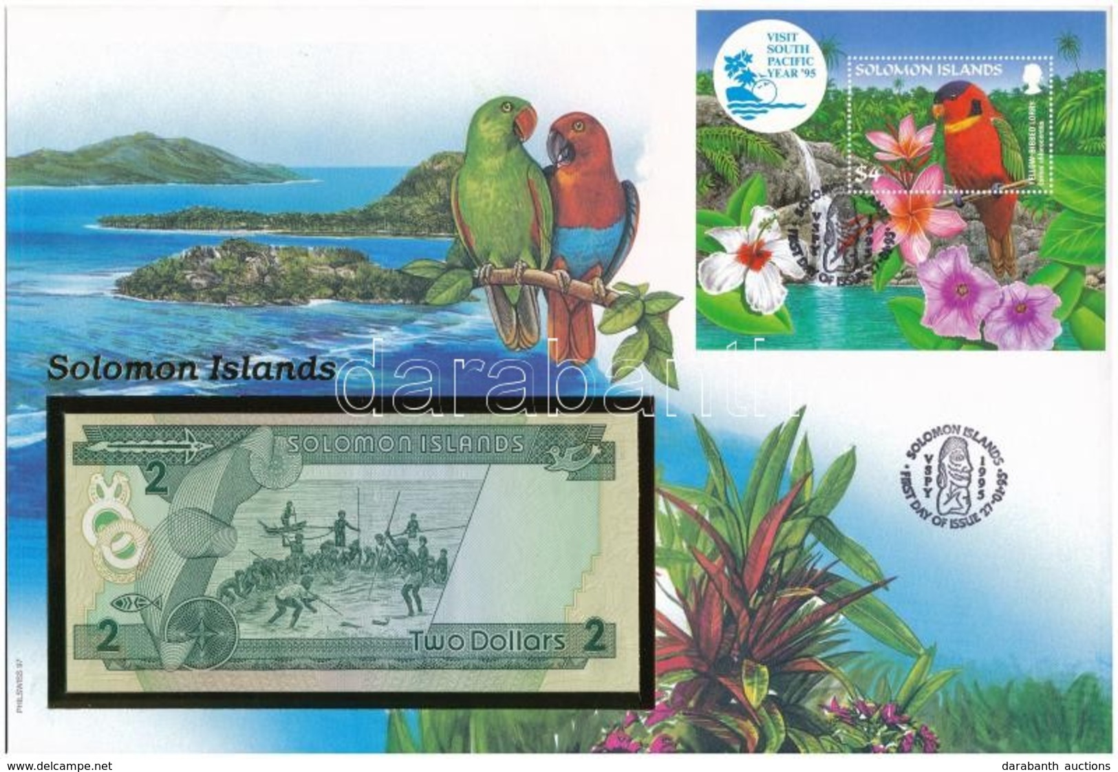 Salamon-szigetek 1986. 2$ Felbélyegzett Borítékban, Bélyegzéssel T:I 
Solomon Islands 1986. 2 Dollars In Envelope With S - Non Classés