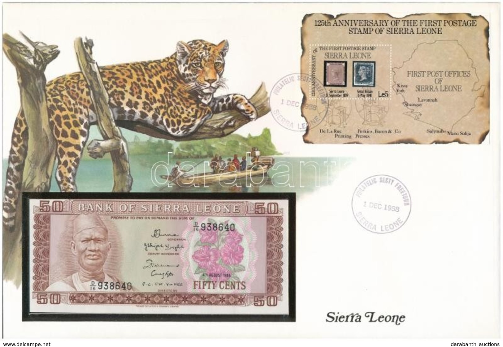 Sierra Leone 1984. 50c Felbélyegzett Borítékban, Bélyegzéssel T:I 
Sierra Leone 1984. 50 Cents In Envelope With Stamp An - Non Classés