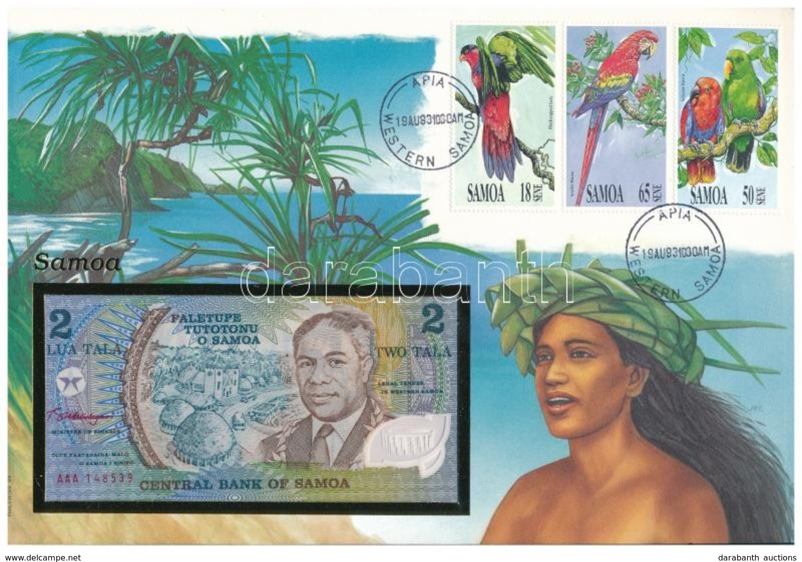 Szamoa ~1990. 2T Felbélyegzett Borítékban, Bélyegzéssel T:I 
Samoa ~1990. 2 Tala In Envelope With Stamp And Cancellation - Non Classés