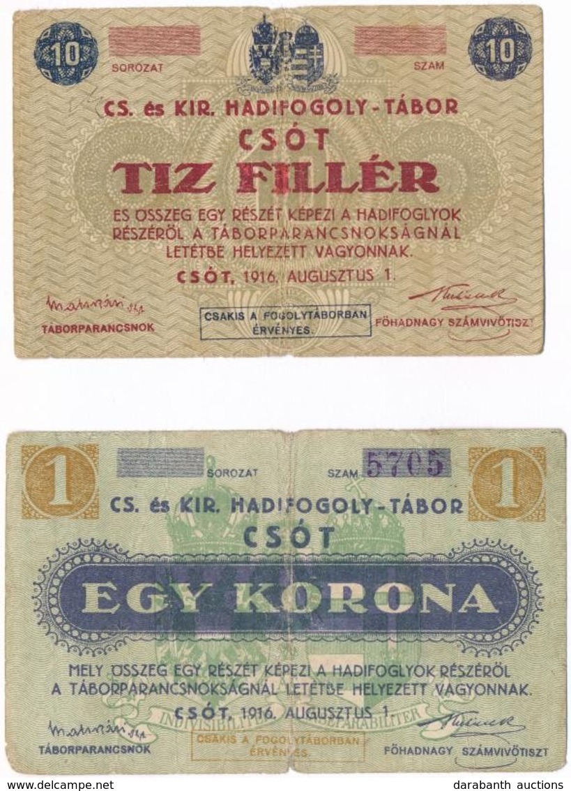 Csót / Hadifogolytábor 1916. Augusztus 1. 10f + 1K T:III- - Non Classés