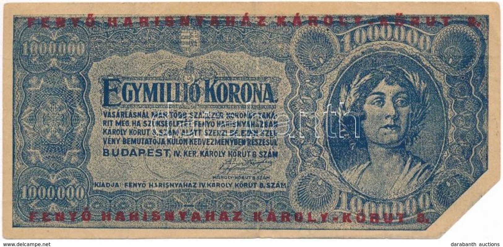 1923. 'Fenyő Harisnyaház' 1.000.000K Reklám-utalvány T:III - Non Classés