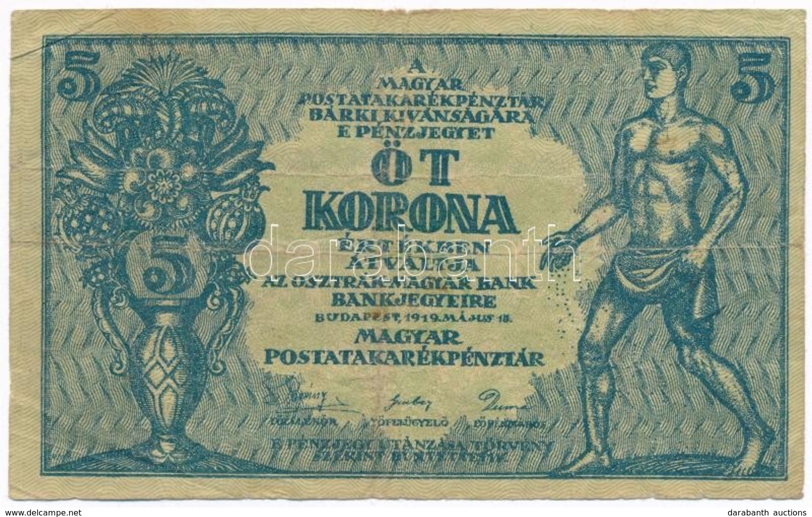 1919. 5K 'OSZTRÁK-MAGYAR BANK BANKJEGYEIRE' T:III-
Adamo K8.1 - Ohne Zuordnung