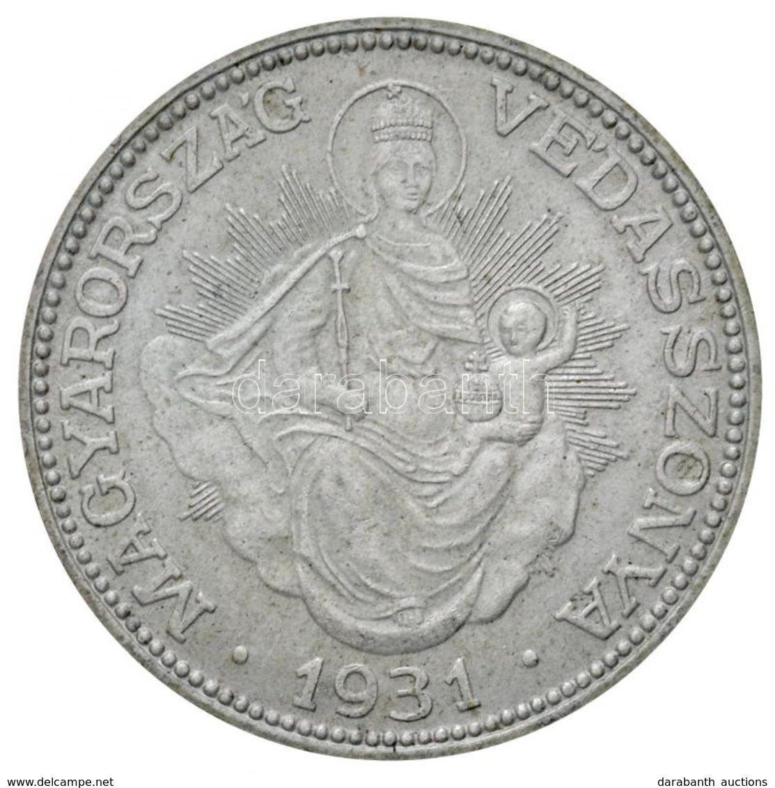 1931. 2P Ag 'Madonna' (10,04g) T:2 / 
Hungary 1931. 2 Pengő Ag 'Madonna' (10,04g) C:XF
Adamo P7 - Non Classés