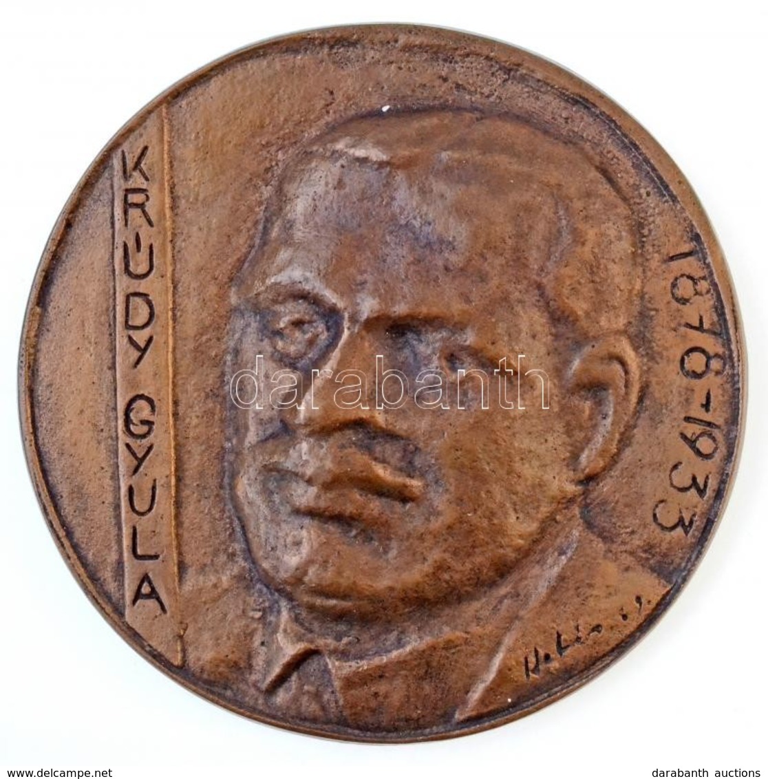 Hetés György (1921-1998) DN 'Krúdy Gyula 1878-1933' Br Emlékplakett (90mm) T:2 - Non Classés