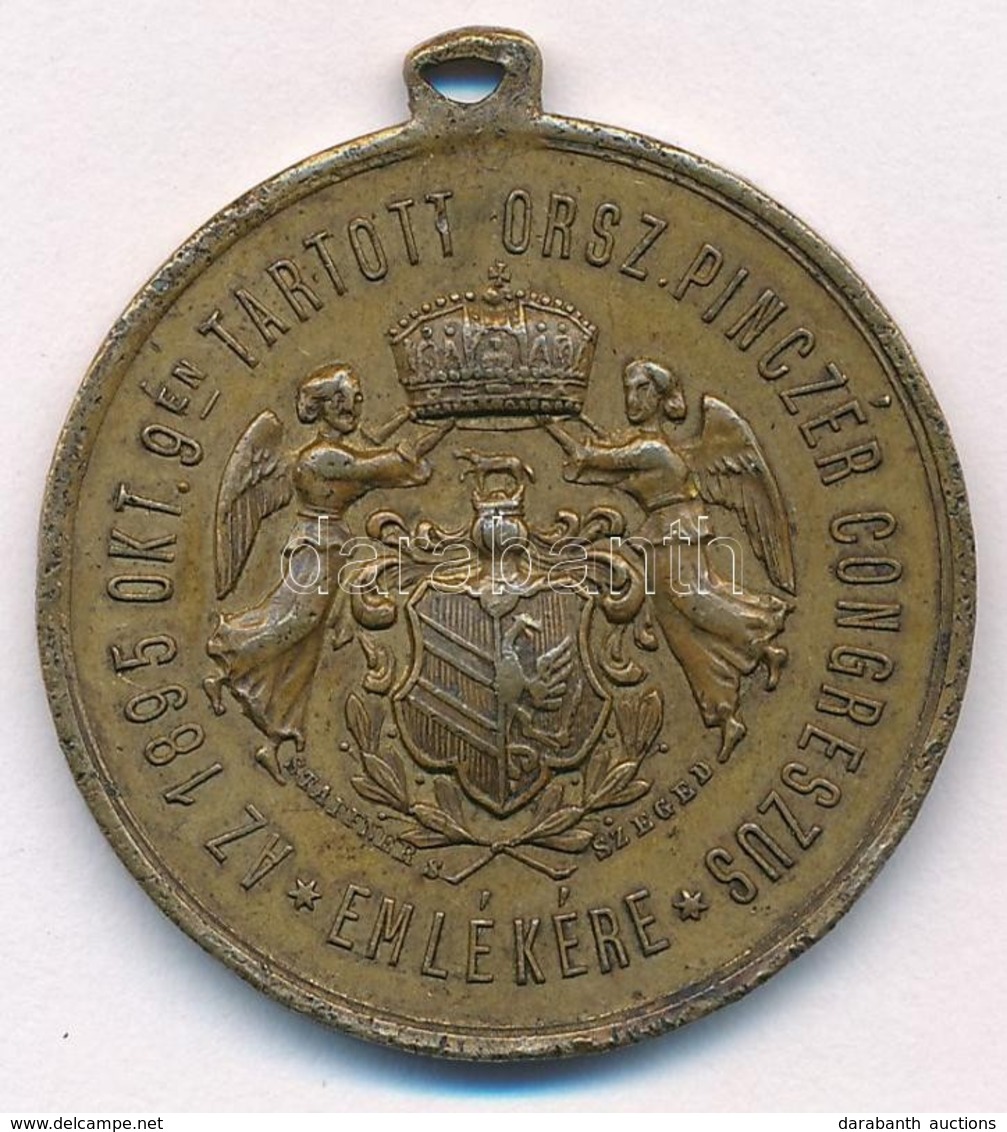 1895. 'Az 1895. Okt. 9-én Tartott Orsz. Pinczér Congreszus Emlékére' Br Emlékérem Füllel, Szalag Nélkül (31mm) T:2,2- Ha - Non Classés