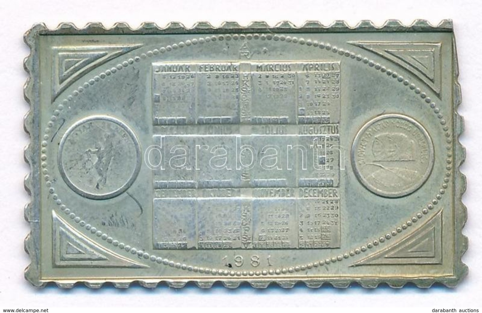 1981. 'Naptár' Ag Bélyegérem ÁPV Tokban (0.835/37x23mm) T:2 (PP) - Non Classés