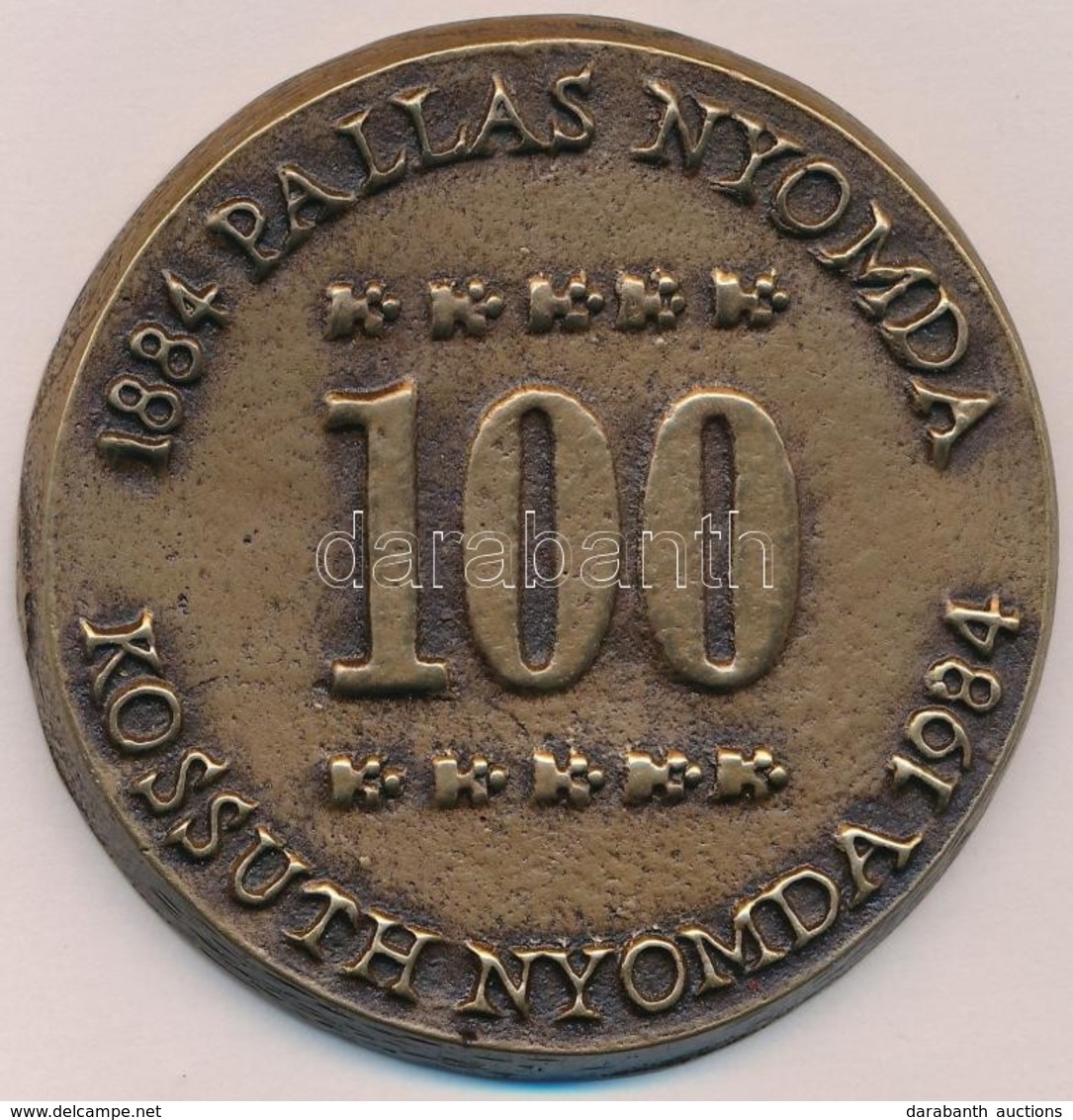 1984. '1884 Pallas Nyomda - Kossuth Nyomda 1984' Egyoldalas, öntött Br Emlékérem, Eredeti Tokban (63mm) T:1 - Non Classés