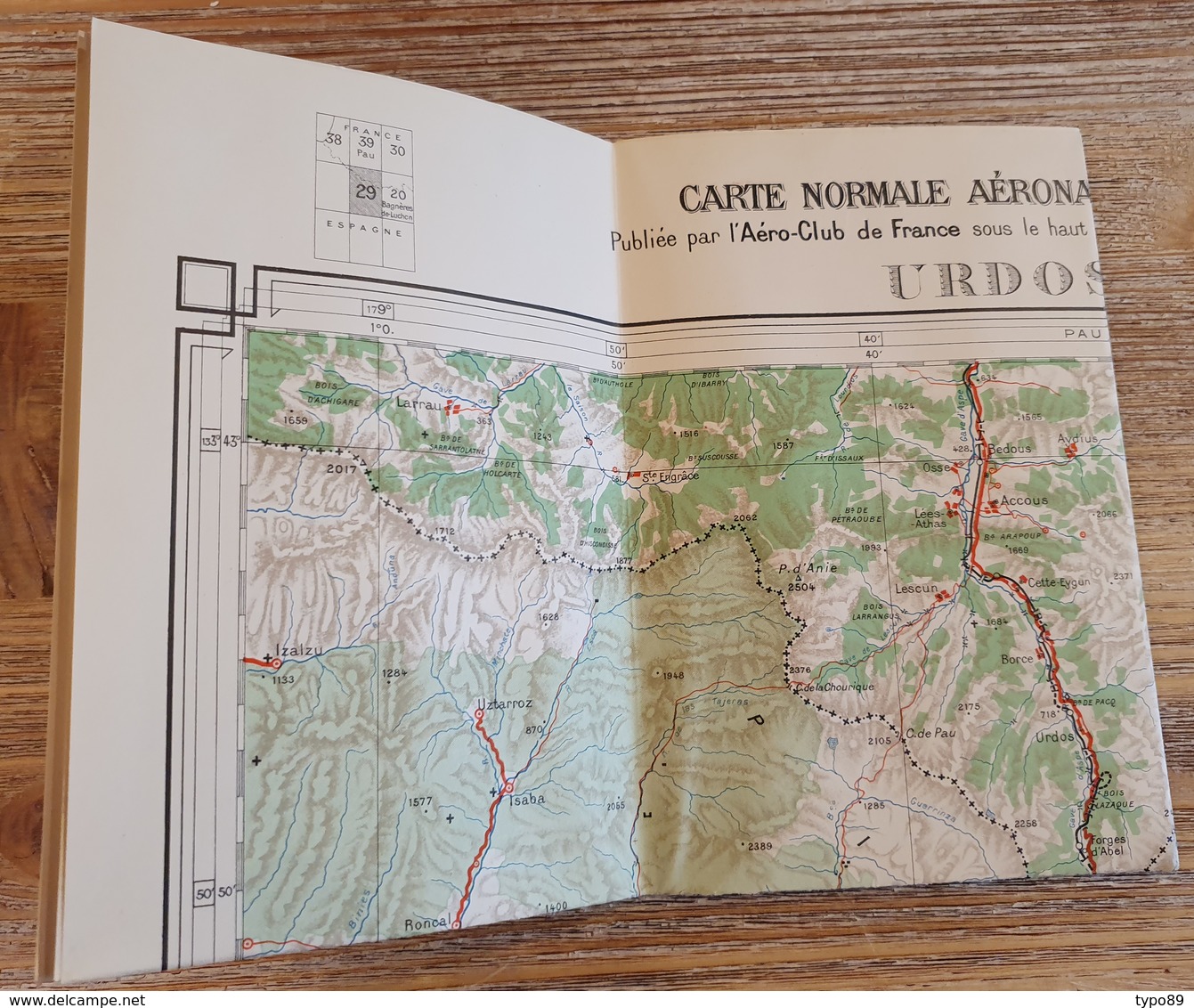 814 - CARTE DE L'AEROCLUB DE FRANCE - URDOS - 1/200000è - 1932 - Blondel La Rougery - Kaarten & Atlas